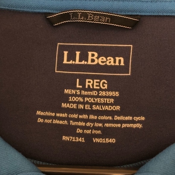 LLBEAN Mens Black and Blue 1/4 Zip Fleece Pullover Size Large - Picture 7 of 9